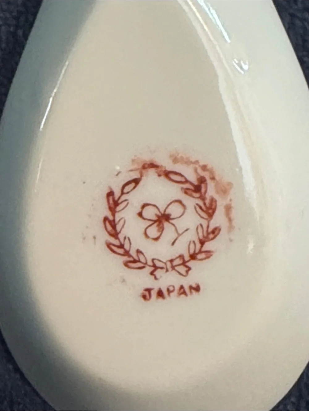 Floral Ceramic Soup Spoon in White with Pink and Blue Flower Motif